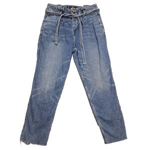 Hollister Jeans Women 9 High Rise Curvy MOM Tie Front Denim W29 L27 Paper Bag